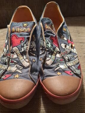 kitson Navy Embroidered Sneakers.